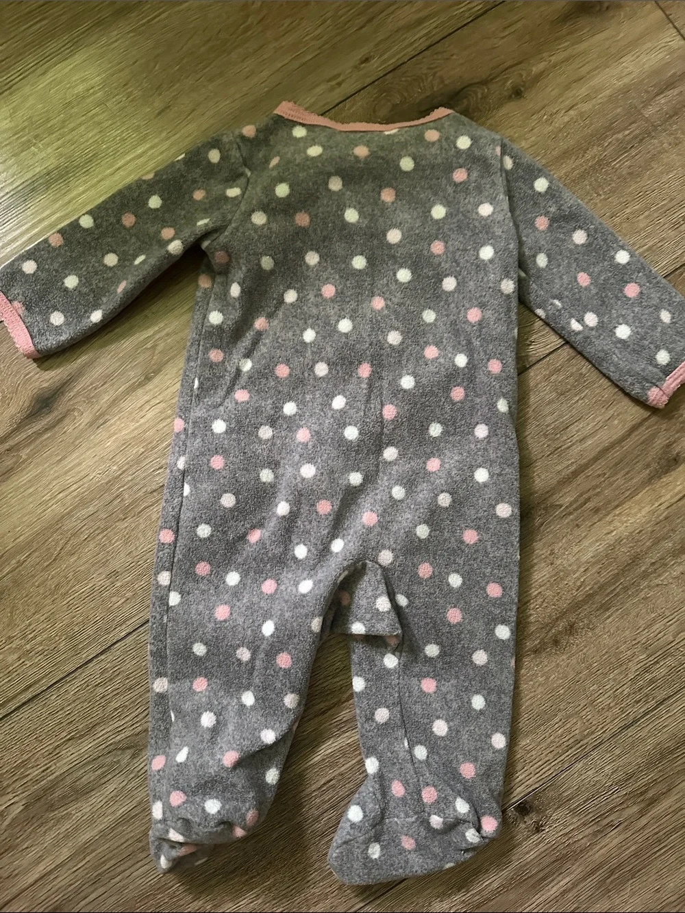 Carter's Gray Polka Dot Footie with Pink Accents - 